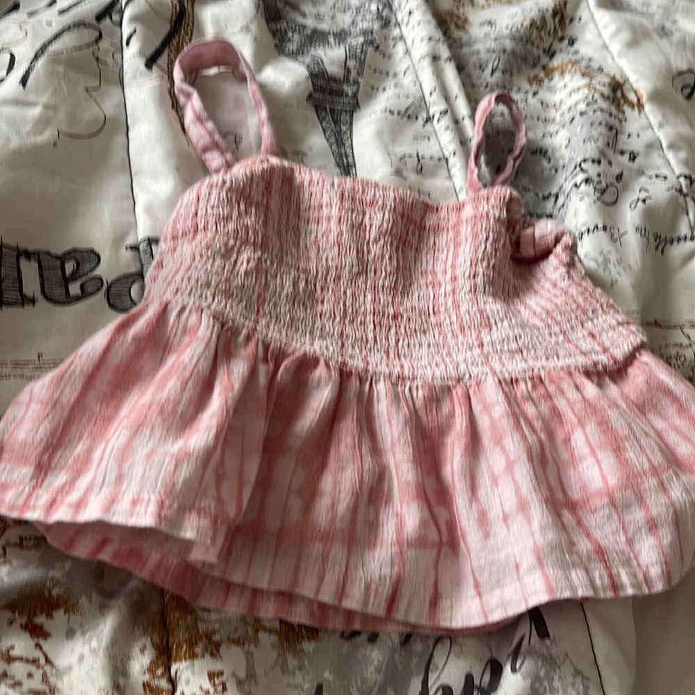 Pink and white crop top